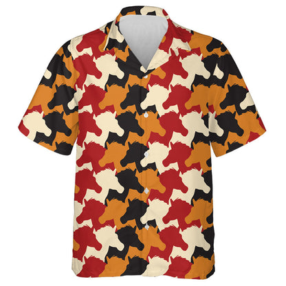 Abstract Camouflage Tile Horse Heads Hawaiian Shirt, Hawaiian Shirt Gift, Christmas Gift