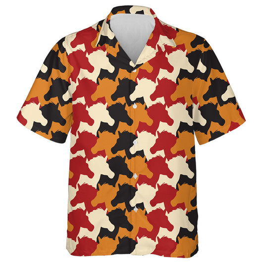 Abstract Camouflage Tile Horse Heads Hawaiian Shirt, Hawaiian Shirt Gift, Christmas Gift
