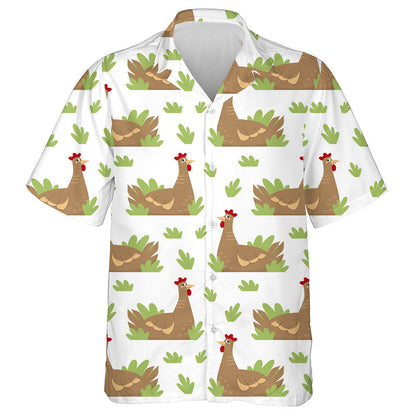 Funny Brown Chicken In Green Grass Hawaiian Shirt,Hawaiian Shirt Gift, Christmas Gift