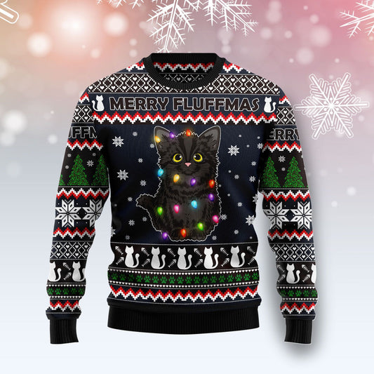 Black Cat Fluffmas Ugly Christmas Sweater, Christmas Ugly Sweater,Christmas Gift,Gift Christmas 2022