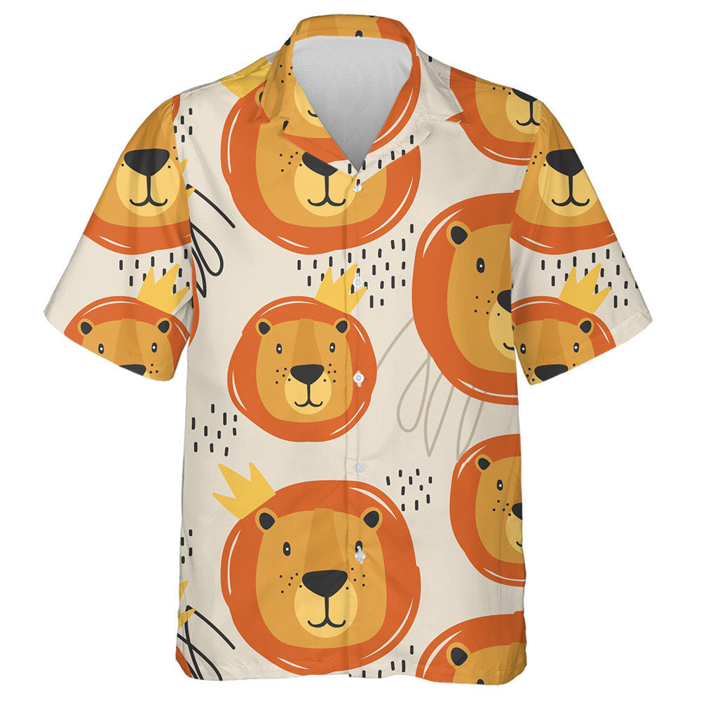 Lovely Lion In Crown On Pink Background Hawaiian Shirt, Hawaiian Shirt Gift, Christmas Gift
