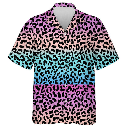 Leopards Pink And Blue Gradient 80s 90s Style Hawaiian Shirt, Hawaiian Shirt Gift, Christmas Gift