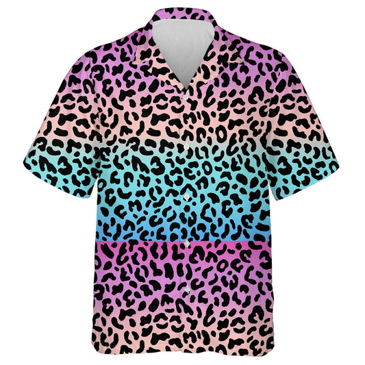 Leopards Pink And Blue Gradient 80s 90s Style Hawaiian Shirt, Hawaiian Shirt Gift, Christmas Gift