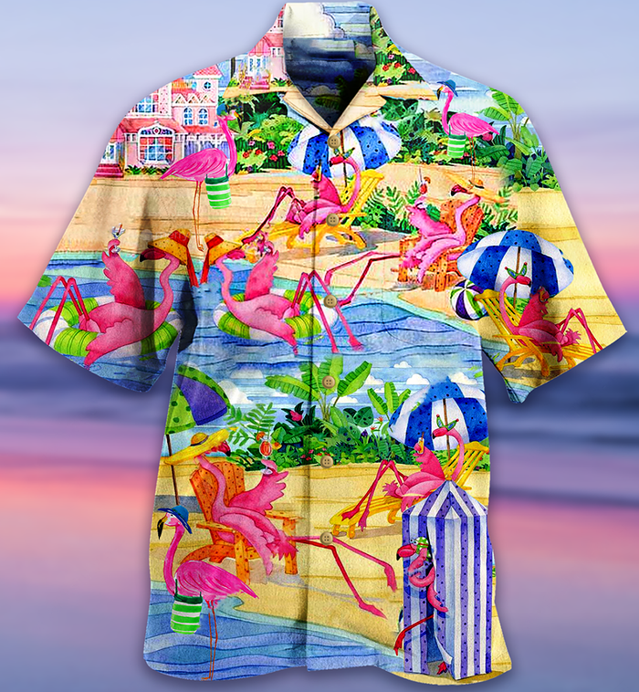 Flamingo Love Beach - Hawaiian Shirt_ Hawaiian Shirt Gift, Christmas Gift