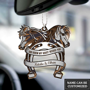 Personalized Couple Ornament For Car, Horse Monogram God Knew Couple Car Hanging Ornaments, Christmas Decoration