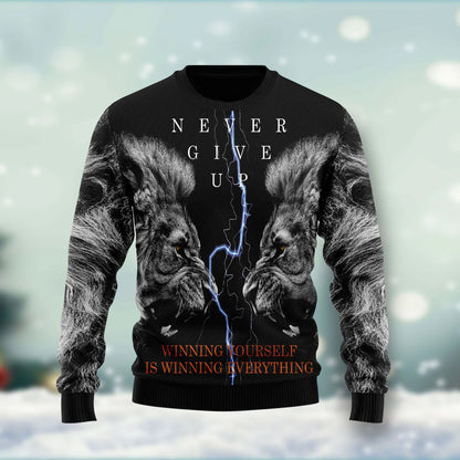 Lion unisex womens & mens, couples matching, friends, funny family ugly christmas holiday sweater gifts, Christmas Ugly Sweater