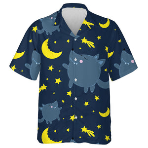 A Lonely Cute Wolf Looks At The Moon Hawaiian Shirt, Hawaiian Shirt Gift, Christmas Gift