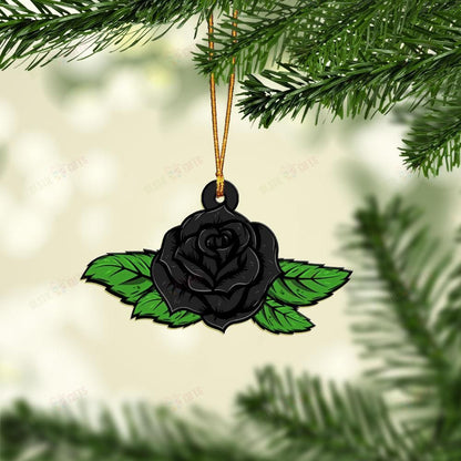 Black Rose Mica Ornament, Christmas Ornament Gift, Christmas Gift, Christmas Decoration