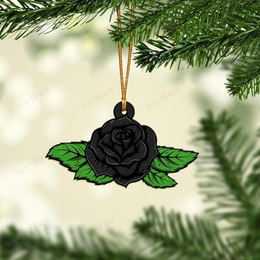 Black Rose Mica Ornament, Christmas Ornament Gift, Christmas Gift, Christmas Decoration