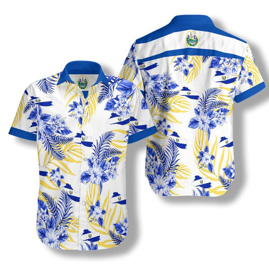 El Salvador Proud Hawaiian Aloha Shirt Hawaiian Shorts Beach Short Sleeve_Hawaiian Shirt Gift, Christmas Gift