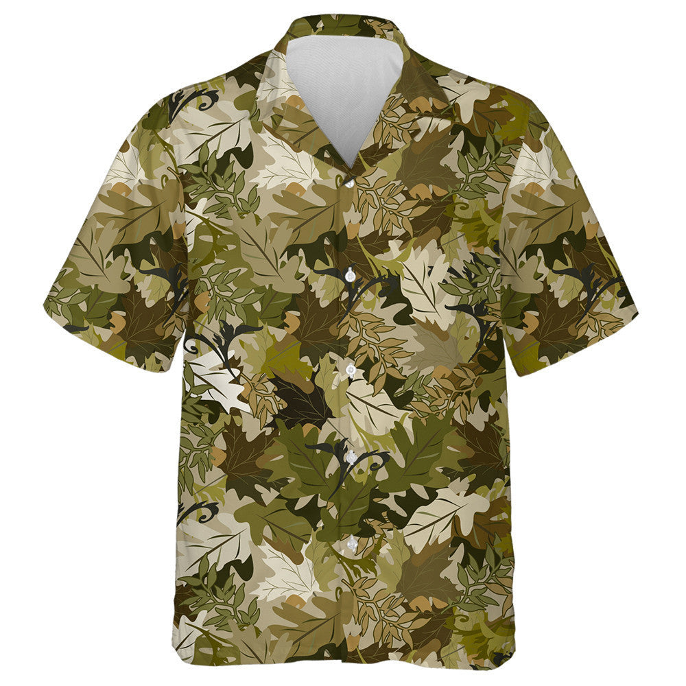 Hand Drawn Vintage Autumn Maple Leaf Camo Pattern Hawaiian Shirt, Hawaiian Shirt Gift, Christmas Gift