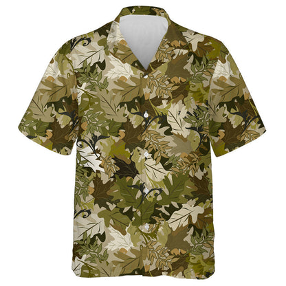 Hand Drawn Vintage Autumn Maple Leaf Camo Pattern Hawaiian Shirt, Hawaiian Shirt Gift, Christmas Gift