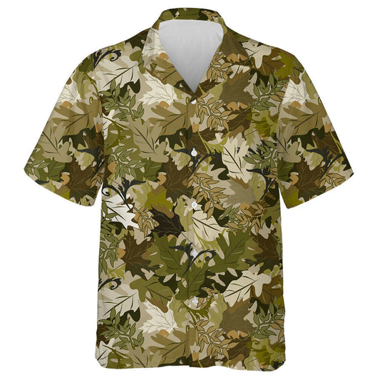 Hand Drawn Vintage Autumn Maple Leaf Camo Pattern Hawaiian Shirt, Hawaiian Shirt Gift, Christmas Gift