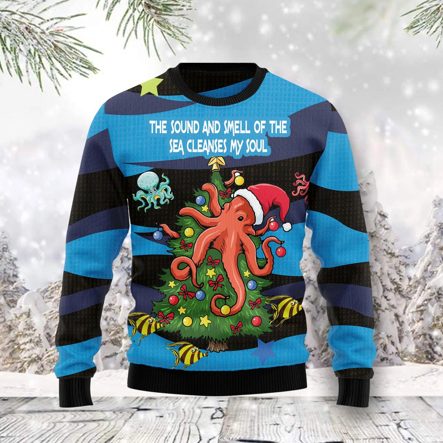 Octopus Soul unisex womens & mens, couples matching, friends, funny family ugly christmas holiday sweater gifts, Christmas Ugly Sweater