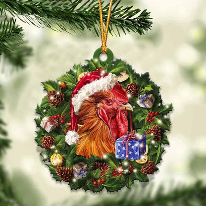 Chicken and Christmas gift for her gift for him gift for Chicken lover ornament, Happy Christmas Ornament, Christmas Gift, Christmas Decoration