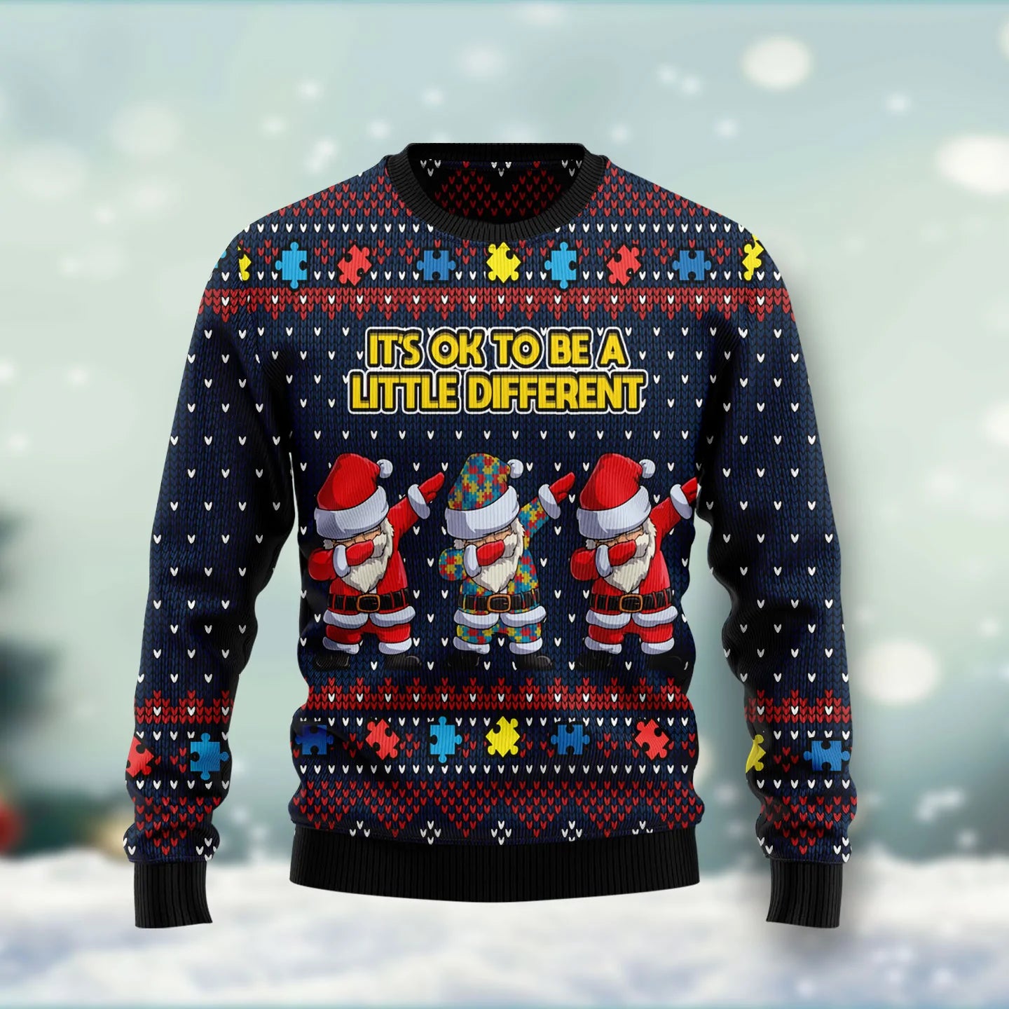 Autism Awareness Funny Santa Clauses It's Ok To Be A Little Different Ugly Christmas Sweater Christmas Tshirt Hoodie Apparel,Christmas Ugly Sweater,Christmas Gift,Gift Christmas 2024