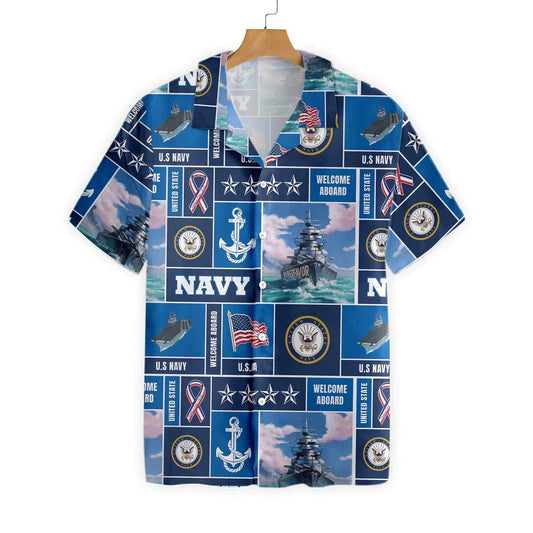 Veteran Soldier US Navy Welcome To Aboard Hawaiian Shirt, Hawaiian Shirt Gift, Christmas Gift