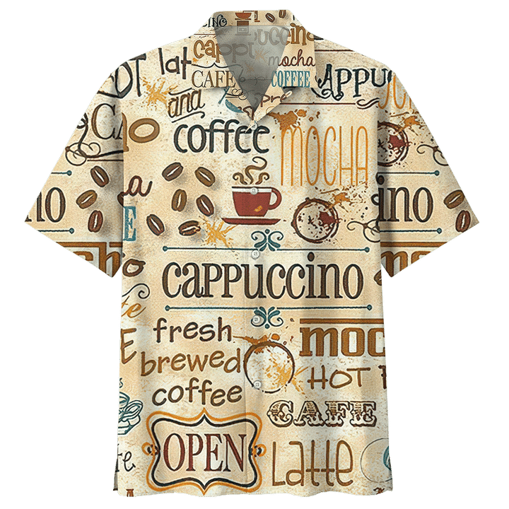 Coffee Mocha Cappuccino Latte Pattern Hawaiian Shirt, Hawaiian For Gift