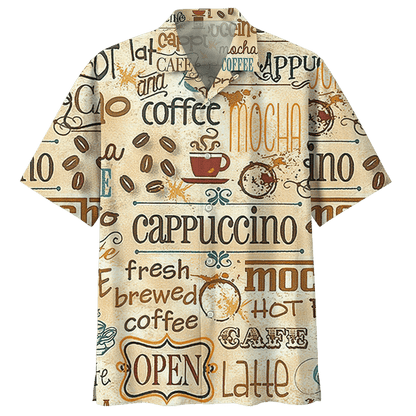 Coffee Mocha Cappuccino Latte Pattern Hawaiian Shirt, Hawaiian For Gift