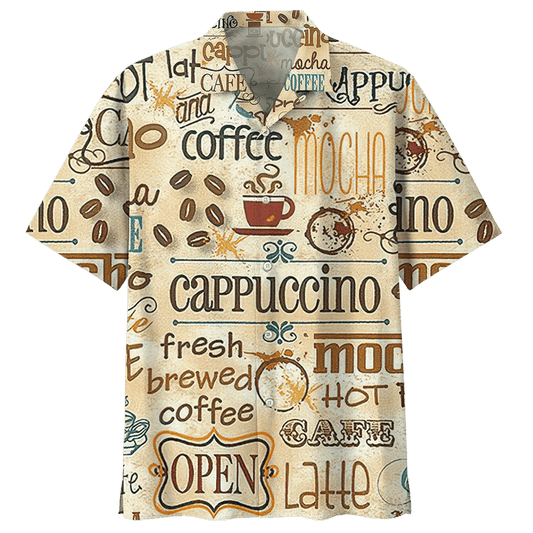 Coffee Mocha Cappuccino Latte Pattern Hawaiian Shirt, Hawaiian For Gift