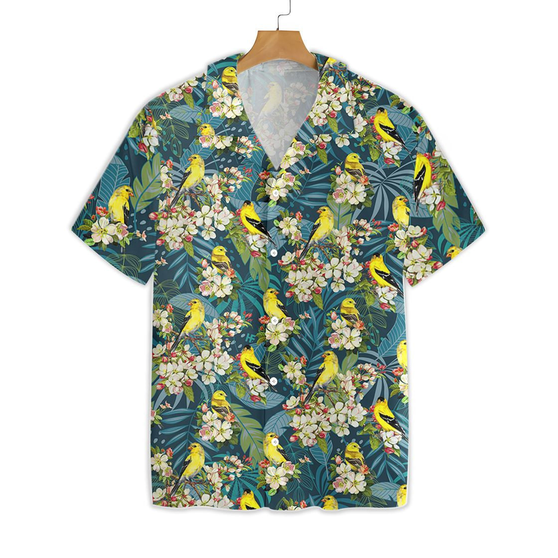 Goldfinches And Apple Blossoms Painting Art Pattern Hawaiian Shirt, Hawaiian Shirt Gift, Christmas Gift