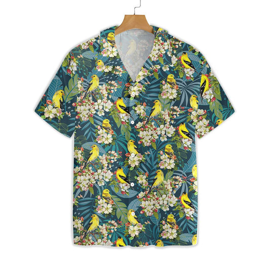 Goldfinches And Apple Blossoms Painting Art Pattern Hawaiian Shirt, Hawaiian Shirt Gift, Christmas Gift