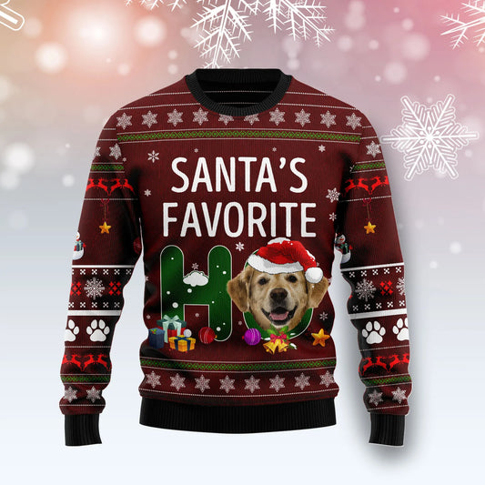 Golden Retriever Santa's Favorite Ho unisex womens & mens, couples matching, friends, funny family ugly christmas holiday sweater gifts, Christmas Ugly Sweater