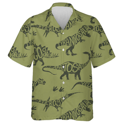 Military Green Camouflage With Different Kinds Of Dinosaur Hawaiian Shirt, Hawaiian Shirt Gift, Christmas Gift
