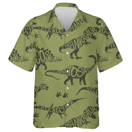 Military Green Camouflage With Different Kinds Of Dinosaur Hawaiian Shirt, Hawaiian Shirt Gift, Christmas Gift