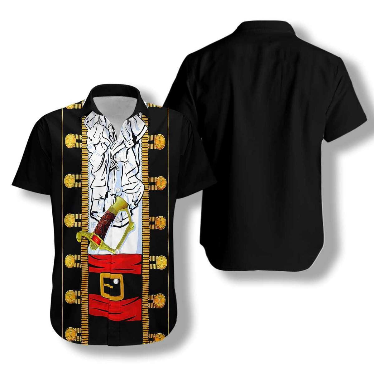 Illustration Hawaiian Shirt Funny Halloween Pirate Costume, Hawaiian For Gift