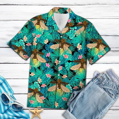 Firefly Tropical Palm Tree Leaves Summer Vacation Aloha Hawaiian Shirt, Hawaiian Shirt Gift, Christmas Gift