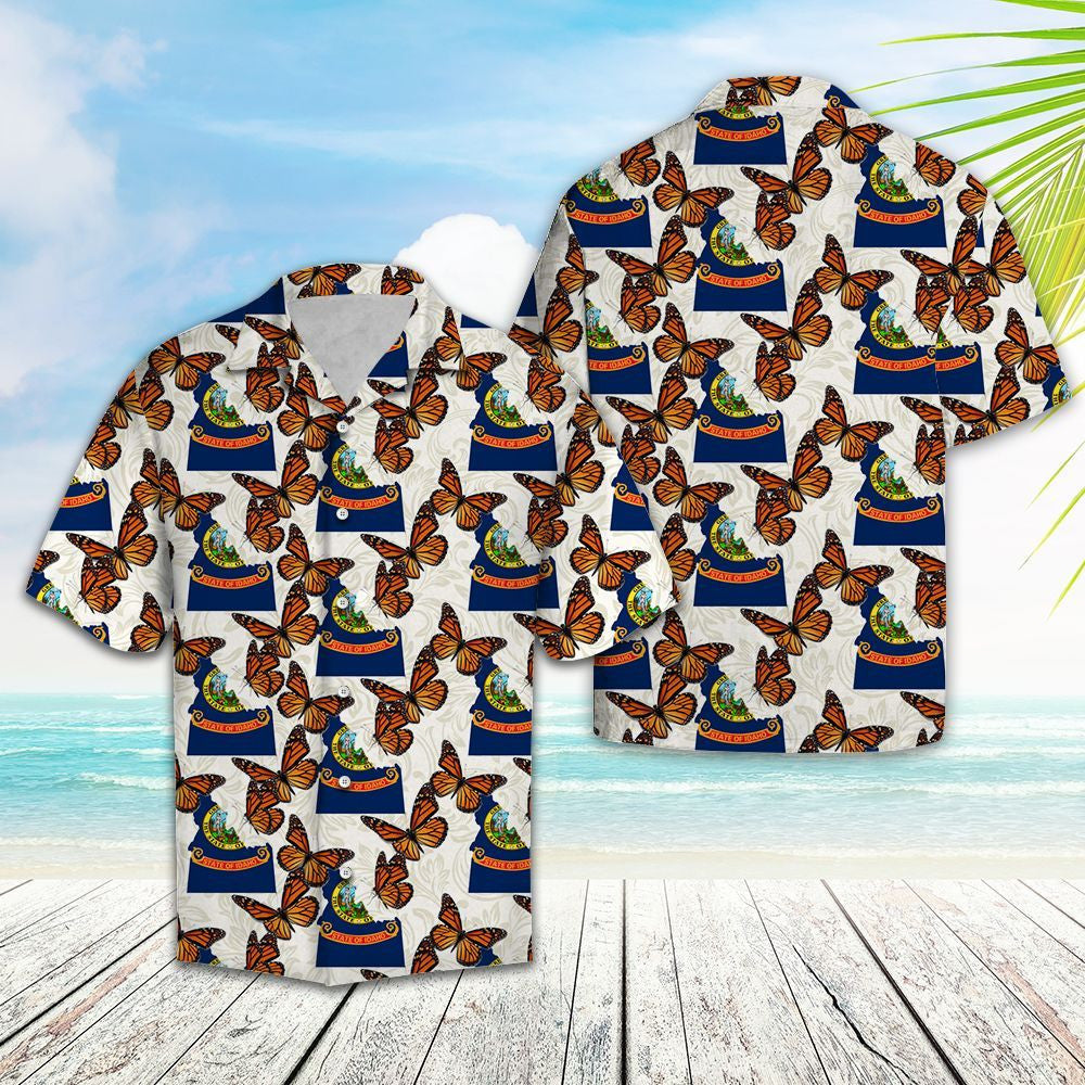 Classic Idaho Monarch Butterfly Pattern Hawaiian Shirt, Hawaiian For Gift