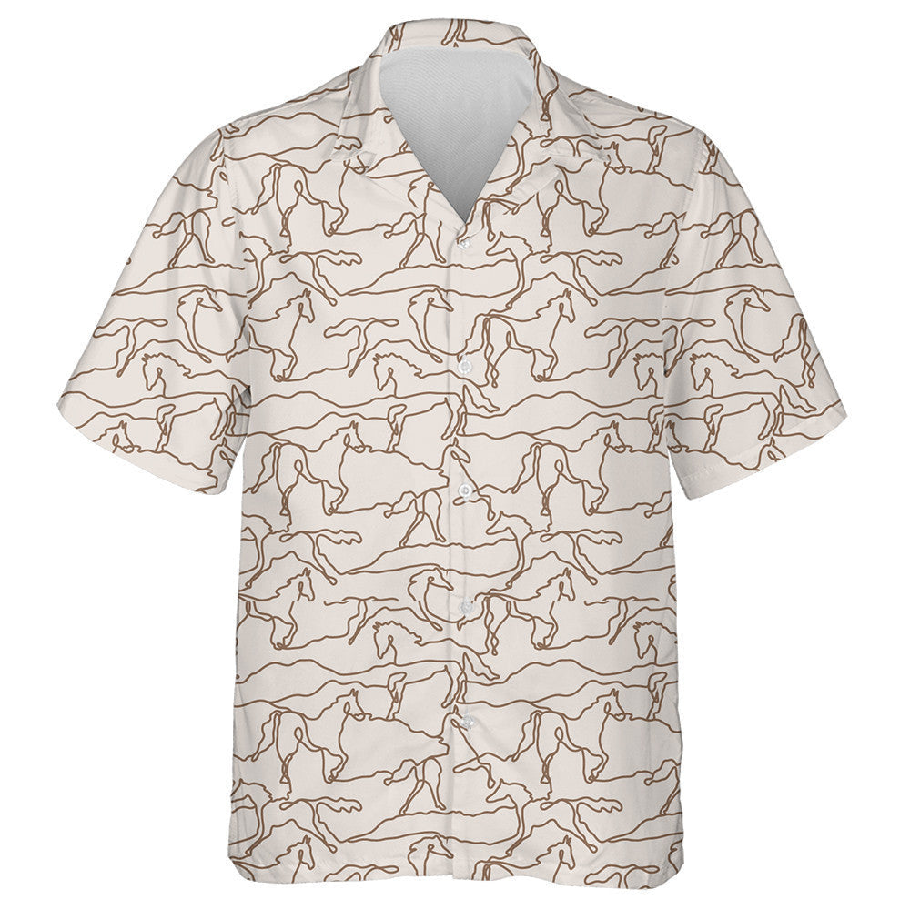 Linear Horse Outlines Illustration For Background Hawaiian Shirt, Hawaiian For Gift