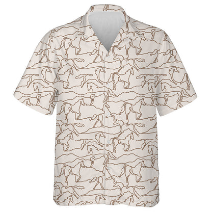 Linear Horse Outlines Illustration For Background Hawaiian Shirt, Hawaiian For Gift