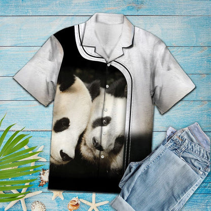 Cute Giant Panda Mom And Baby Love Pattern Hawaiian Shirt, Hawaiian Shirt Gift, Christmas Gift