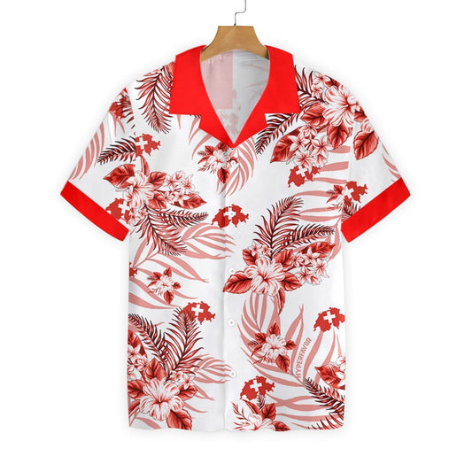Switzerland With White Background Pattern Hawaiian Shirt, Hawaiian Shirt Gift, Christmas Gift