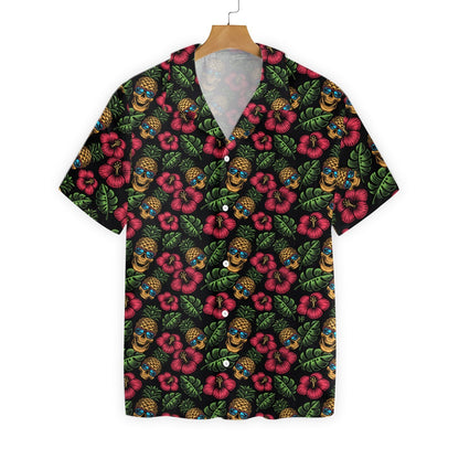 Skulls And Pineapples Blue Eyes Pattern Nice Design Hawaiian Shirt, Hawaiian Shirt Gift, Christmas Gift