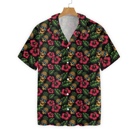 Skulls And Pineapples Blue Eyes Pattern Nice Design Hawaiian Shirt, Hawaiian Shirt Gift, Christmas Gift
