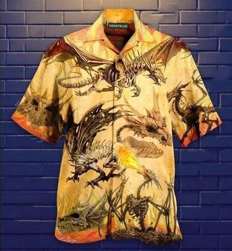 Dragon Bones Hawaiian Aloha Shirt Unisex Shorts Sleeve Colorful Hw3361 Hawaiian Shorts Beach Short Sleeve_Hawaiian Shirt Gift, Christmas Gift