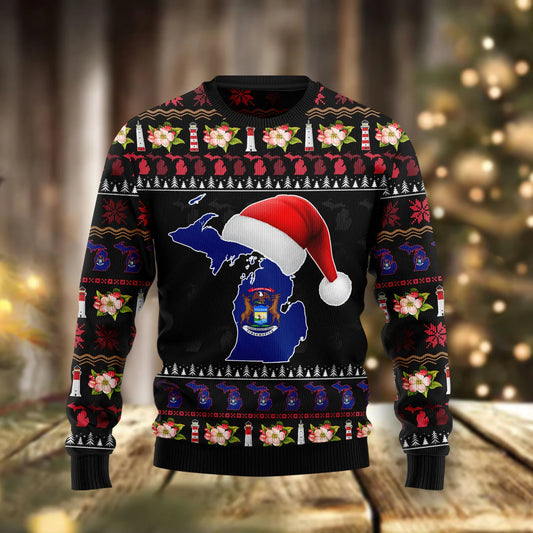 Michigan Christmas unisex womens & mens, couples matching, friends, funny family ugly christmas holiday sweater gifts, Christmas Ugly Sweater