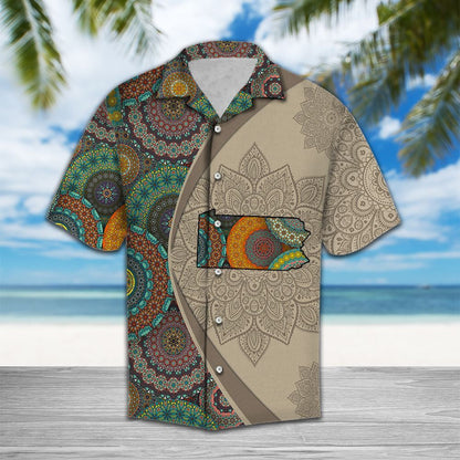 Map Of Pennsylvania Mandala Vintage Style Pattern Hawaiian Shirt, Hawaiian Shirt Gift, Christmas Gift