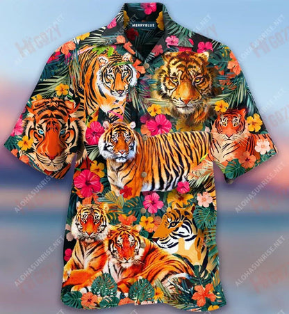 Be A Jungle Tiger Not A Zoo Tiger Unisex Hawaiian Shirt Vacation Short Sleeve Hawaiian Crazy Shirts Funny Hawaiian Shirts, Hawaiian Shirt Gift, Christmas Gift