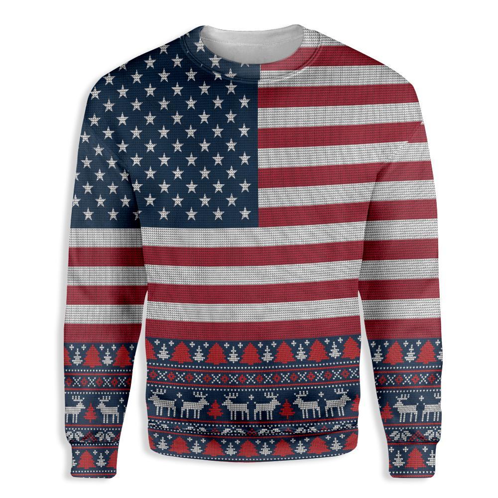 American Flag Ugly Pattern Ugly Christmas Sweater, Christmas Ugly Sweater,Christmas Gift,Gift Christmas 2022