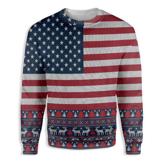 American Flag Ugly Pattern Ugly Christmas Sweater, Christmas Ugly Sweater,Christmas Gift,Gift Christmas 2022