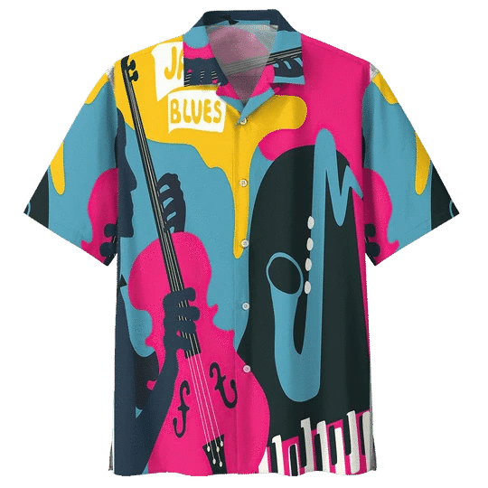 Abstract Saxophone Background Design Hawaiian Shirt, Hawaiian Shirt Gift, Christmas Gift