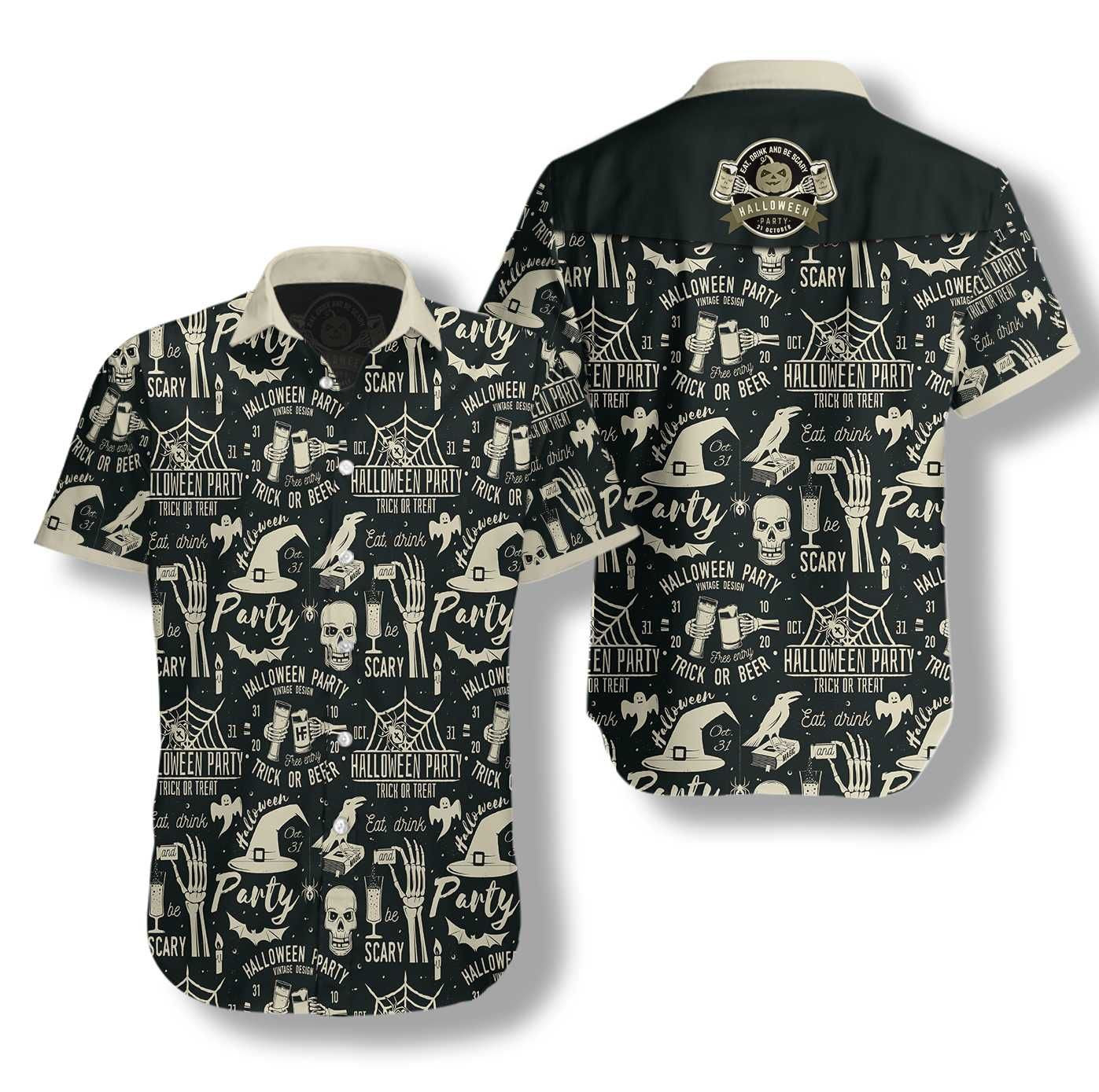 Theme Retro Halloween Beer Party Colorful Hawaiian Shirt,Hawaiian Shirt Gift, Christmas Gift
