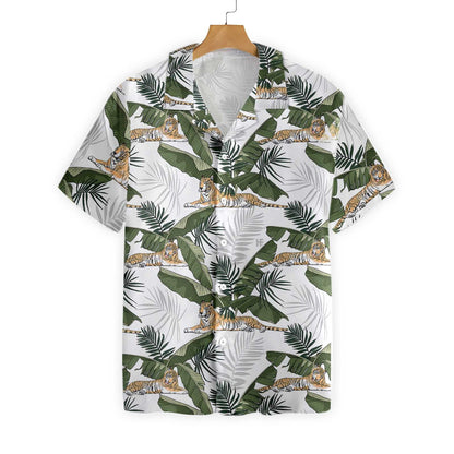Tropical Tiger King Of Jungle With Banana Leaf Hawaiian Shirt, Hawaiian Shirt Gift, Christmas Gift