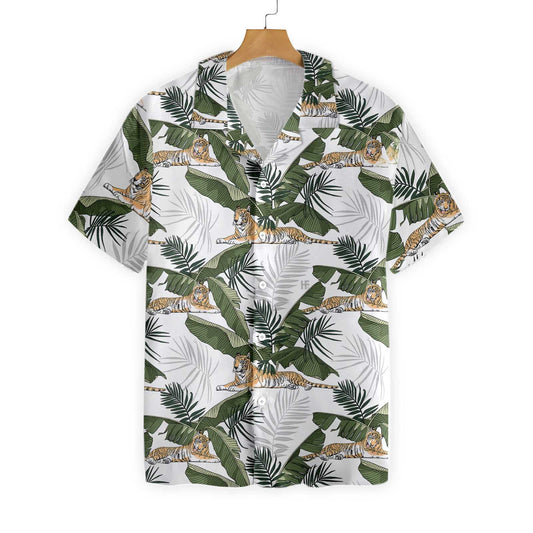 Tropical Tiger King Of Jungle With Banana Leaf Hawaiian Shirt, Hawaiian Shirt Gift, Christmas Gift