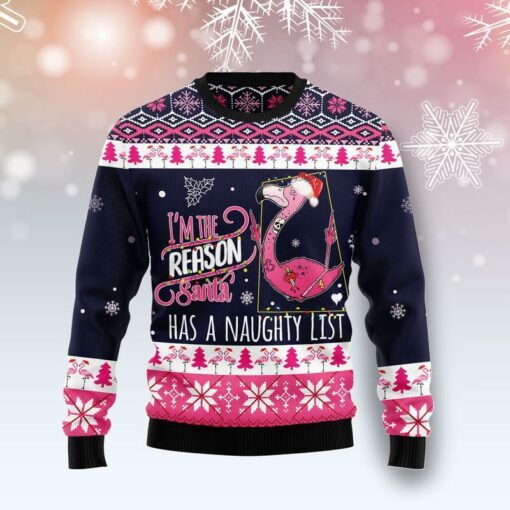 Flamingo I Am The Reason Santa Has A Naughty Ugly Christmas Sweater,Christmas Ugly Sweater,Christmas Gift,Gift Christmas 2022