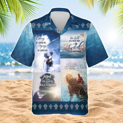 Jesus Saved Me On Dark Blue Design Hawaiian Shirt, Hawaiian Shirt Gift, Christmas Gift
